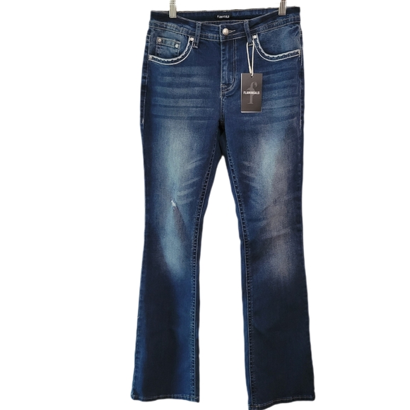 Flamingals Denim - Flamingals Women's Flare Low Waist Jean